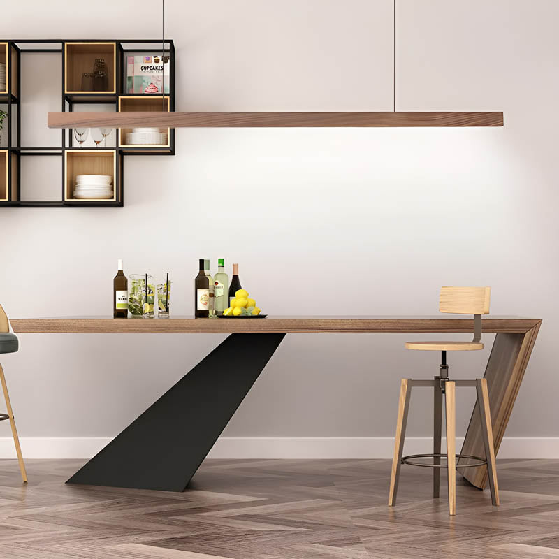 Wood and Metal Linear LED Pendant Light 80-180 cm