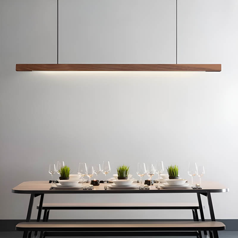 Wood and Metal Linear LED Pendant Light 80-180 cm
