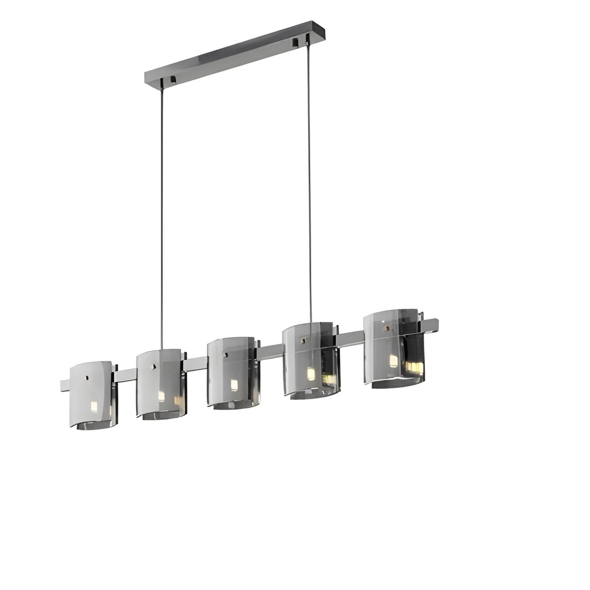 Round & Bar G9 LED Chandelier 60-140 cm, Amber & Smoky Glass