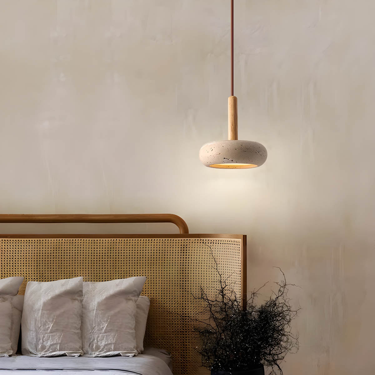 Natural yellow travertine pendant light LED stone plate