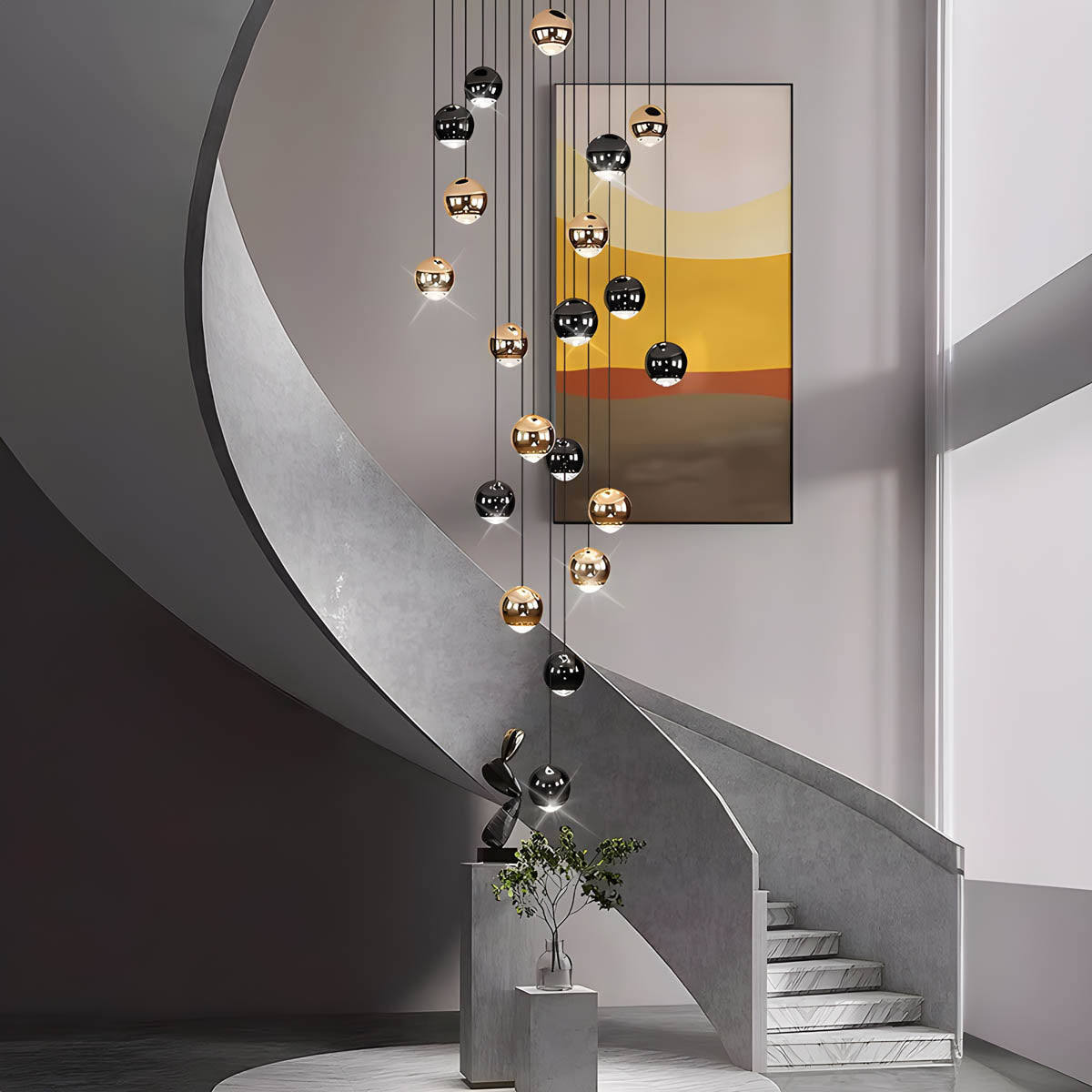 Modern Multi-Light Chandelier – Aluminum & Acrylic Cluster