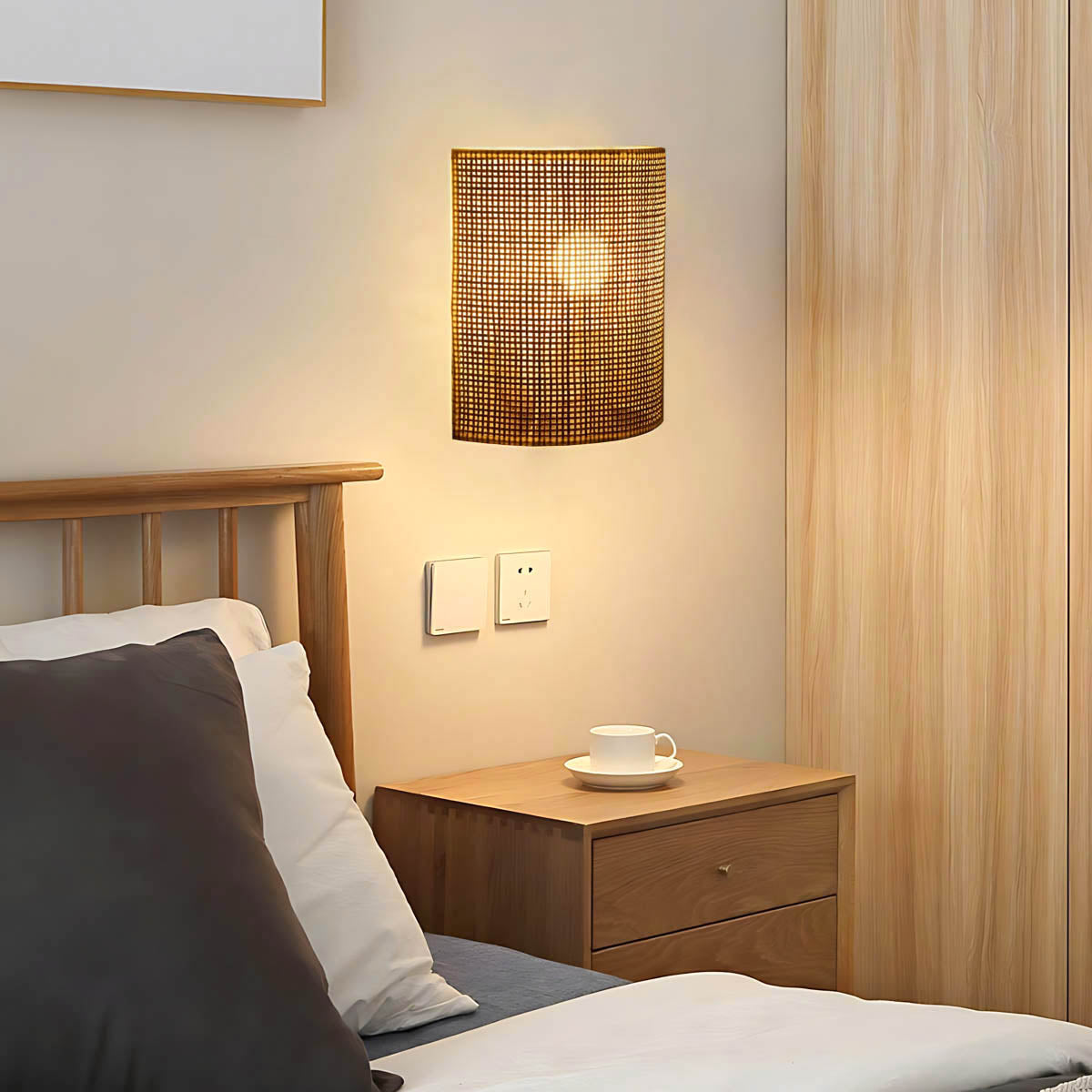 Rattan Wall Light Natural Fibre Indoor Wall Sconce