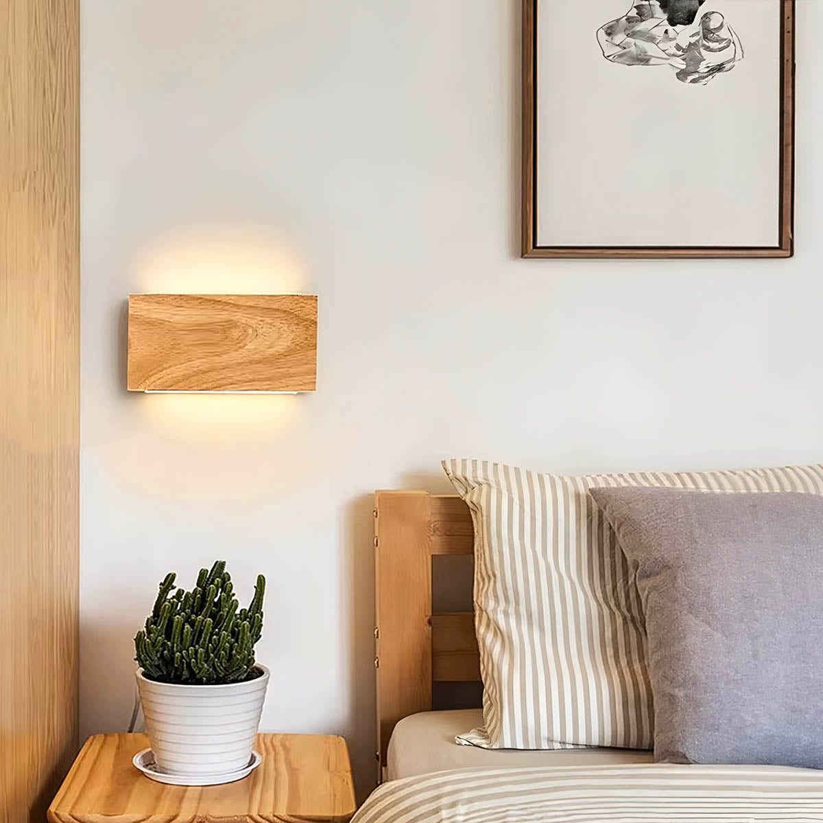 Wood and Acrylic LED Wall Light, Down or Up & Down