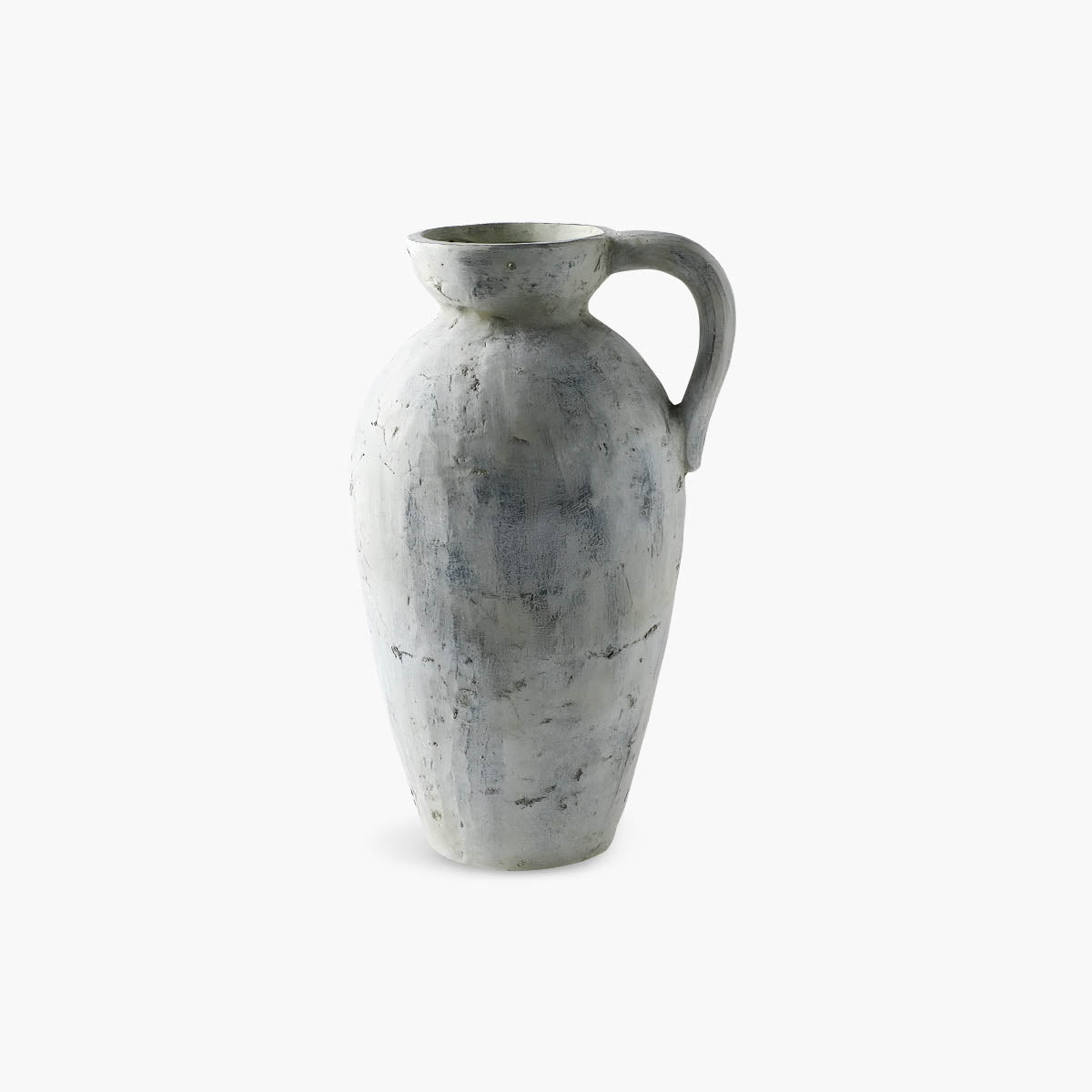 Rustic White Ceramic Vase with Handles — Mediterranean-Inspired Décor Pair