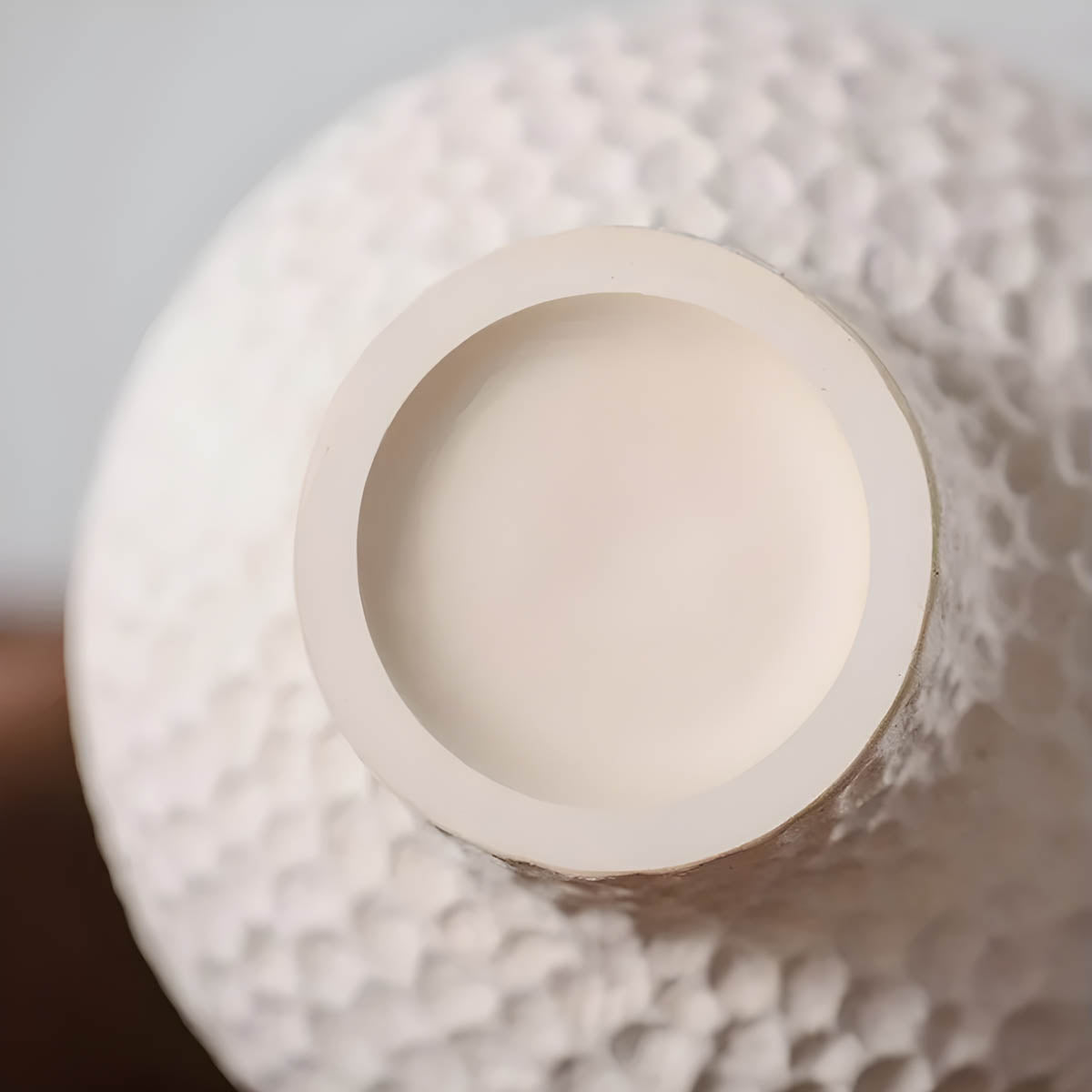 Ceramic Vase with Ring-Handles & Netted Ridges — Sculptural Elegant Accent