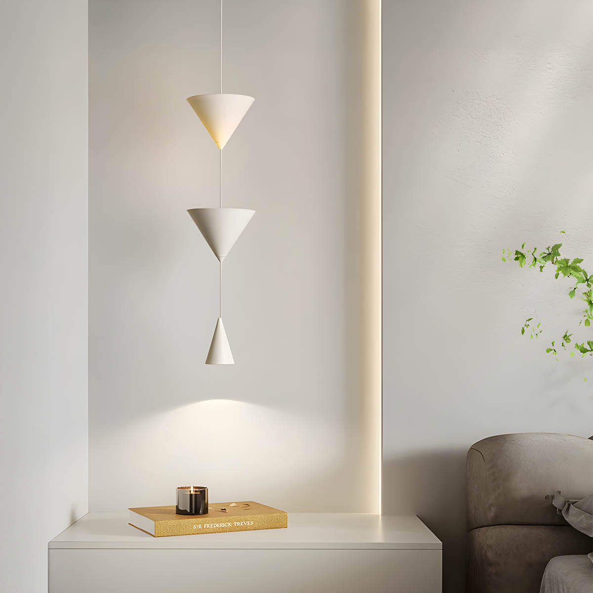 Triple-cone iron pendant light LED, adjustable cord