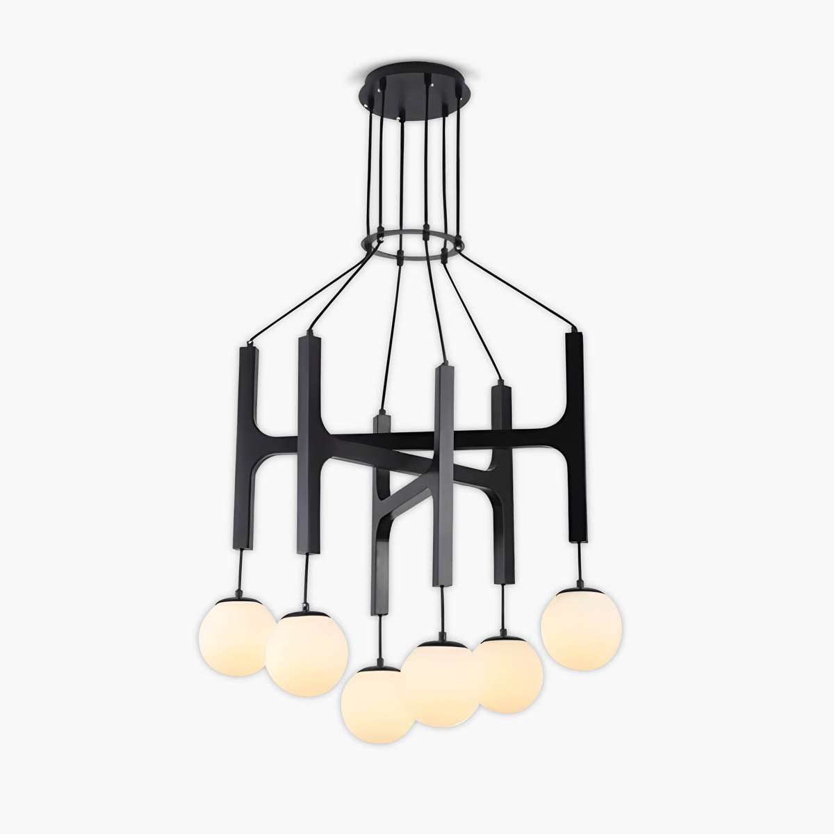 Wood & Glass Globe Pendant Light G9 2-6 Heads 40-60 cm