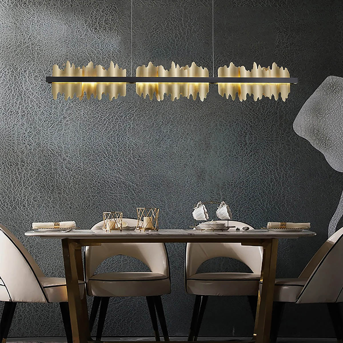 Aluminium & acrylic linear pendant light (Gold/Bronze finish)