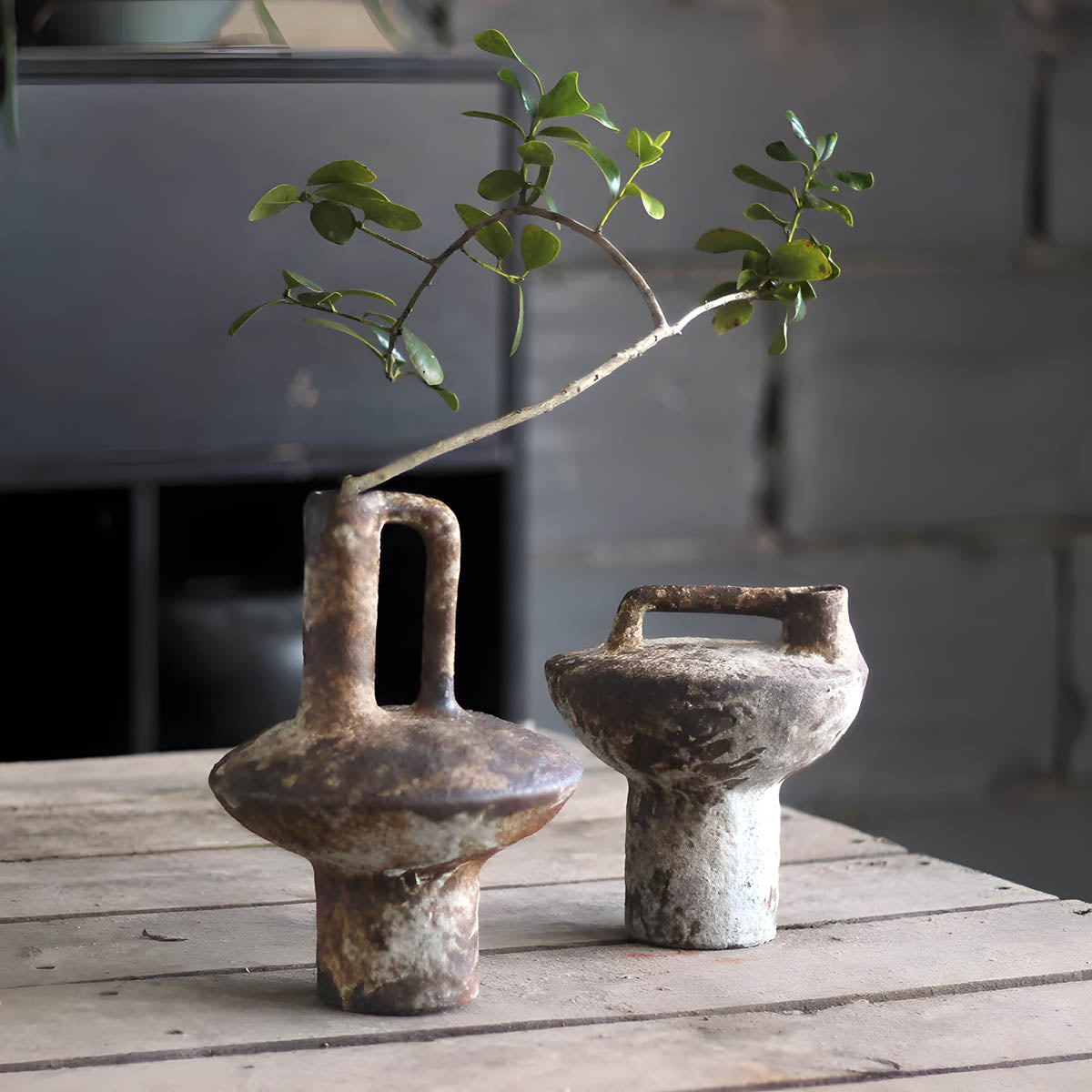 Handmade Ceramic Wabi-Sabi Vase — Vintage Oriental Minimalist Décor