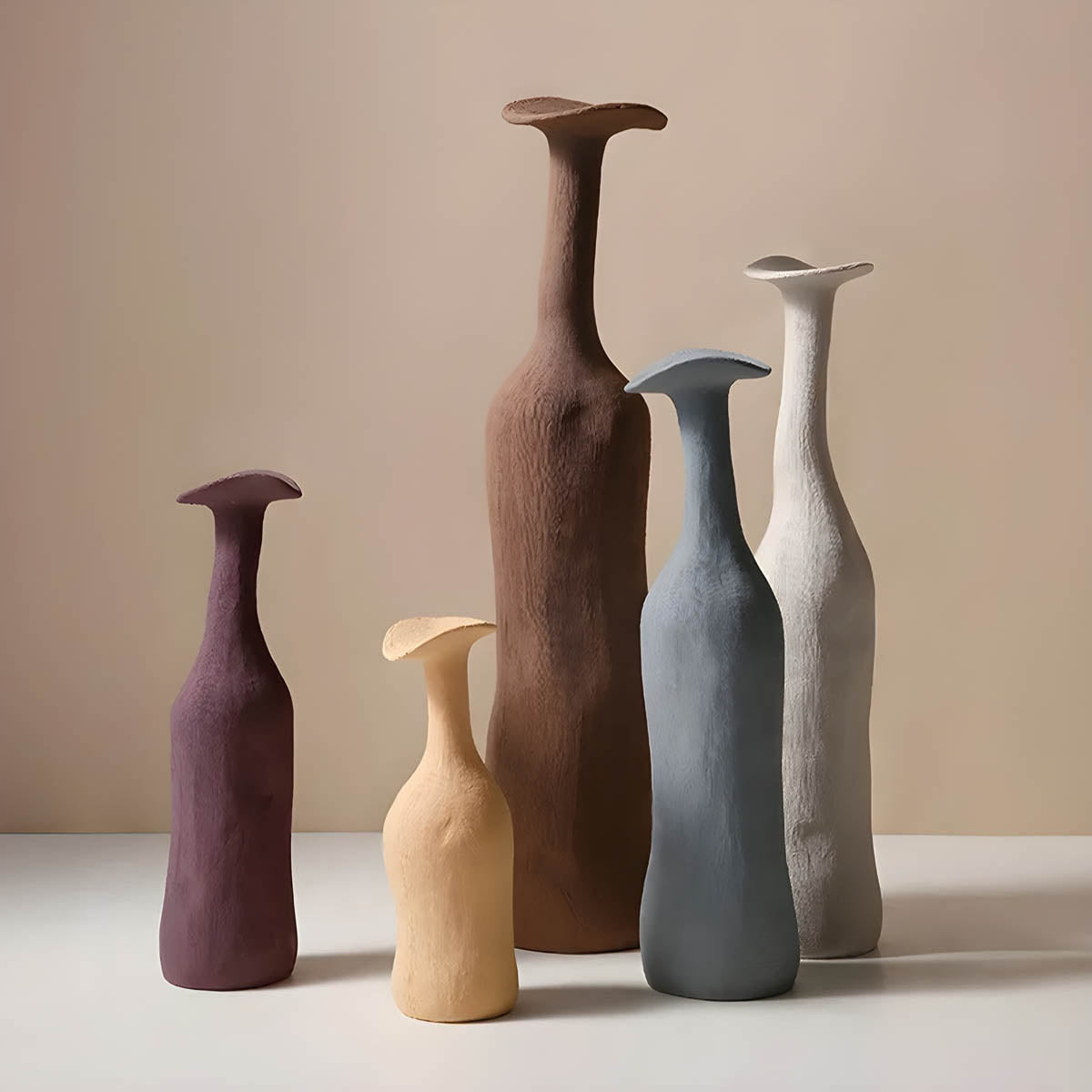 Earthy Organic Ceramic Vase Collection — Sculptural Hand-Moulded Texture