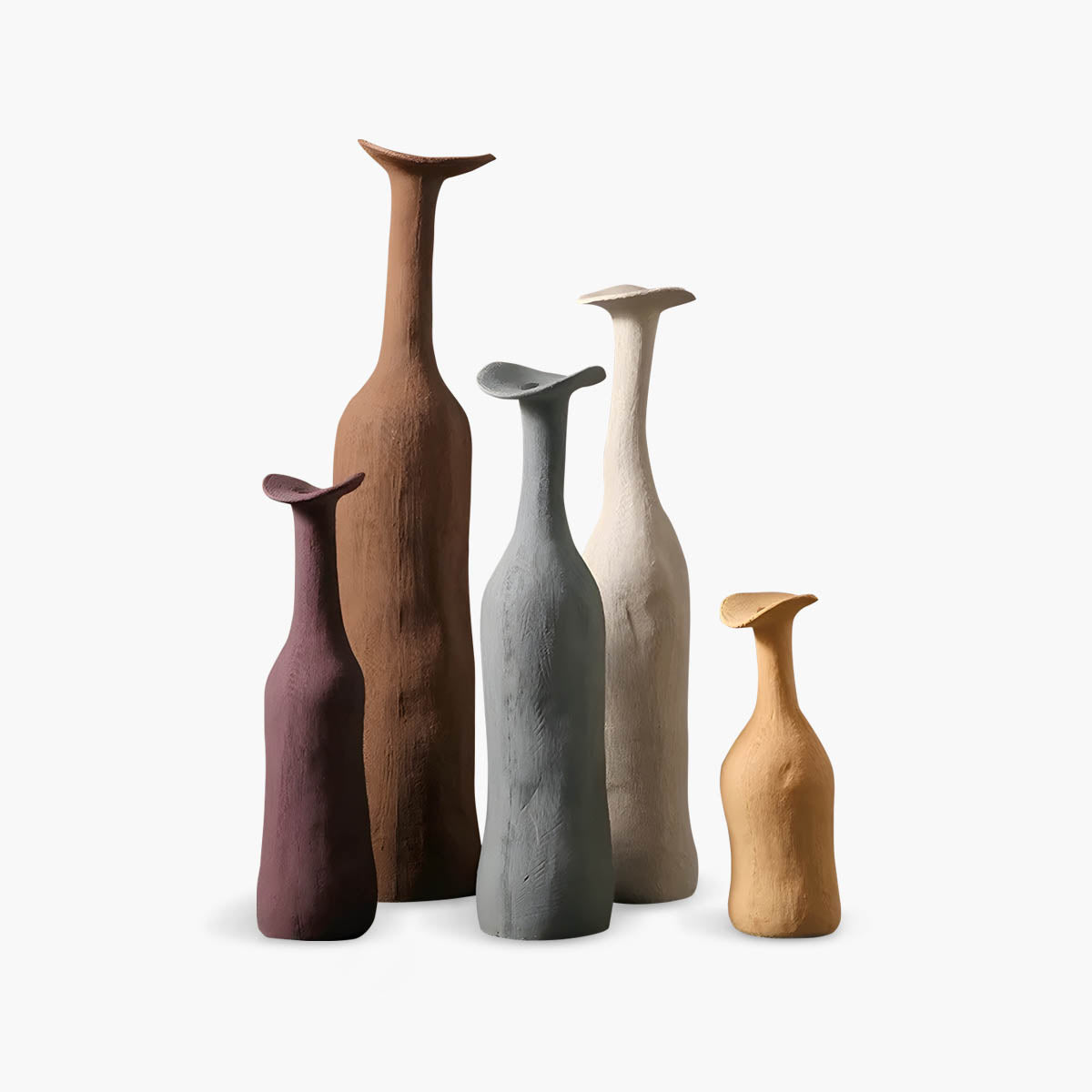 Earthy Organic Ceramic Vase Collection — Sculptural Hand-Moulded Texture