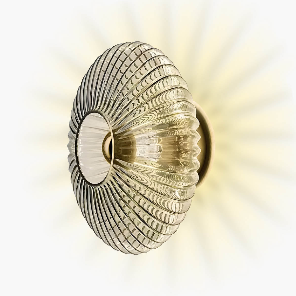 Pleated Glass & Metal Wall Lamp “Soleil”