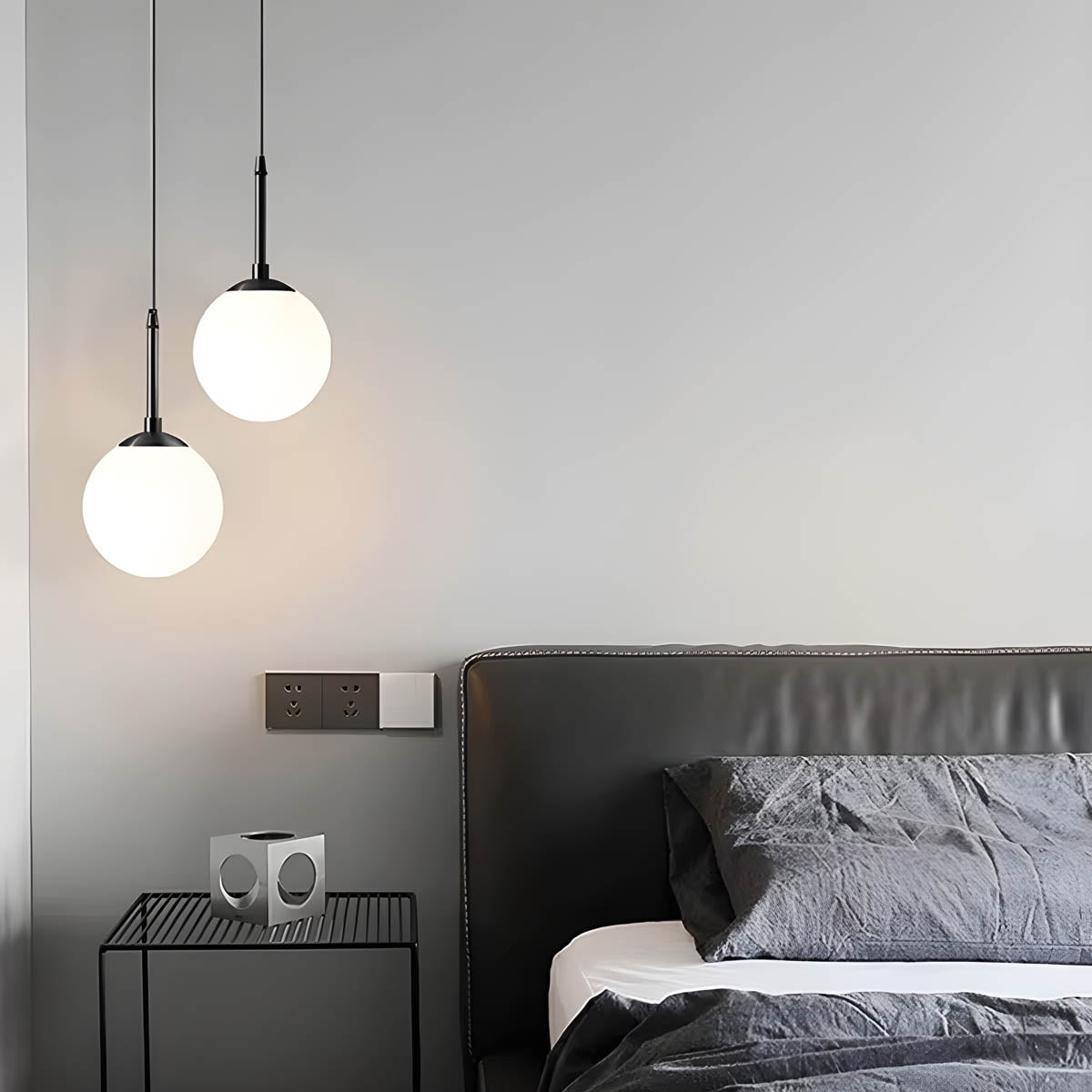 Multi-head glass globe pendant light