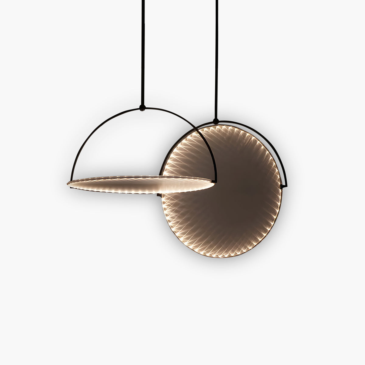 Fabric & iron semi-flush pendant light LED, Ø 35-60 cm