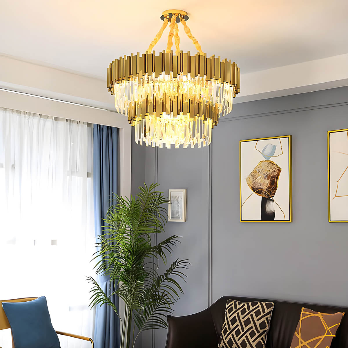 Stainless Steel & Crystal Chandelier E14 40-120 cm