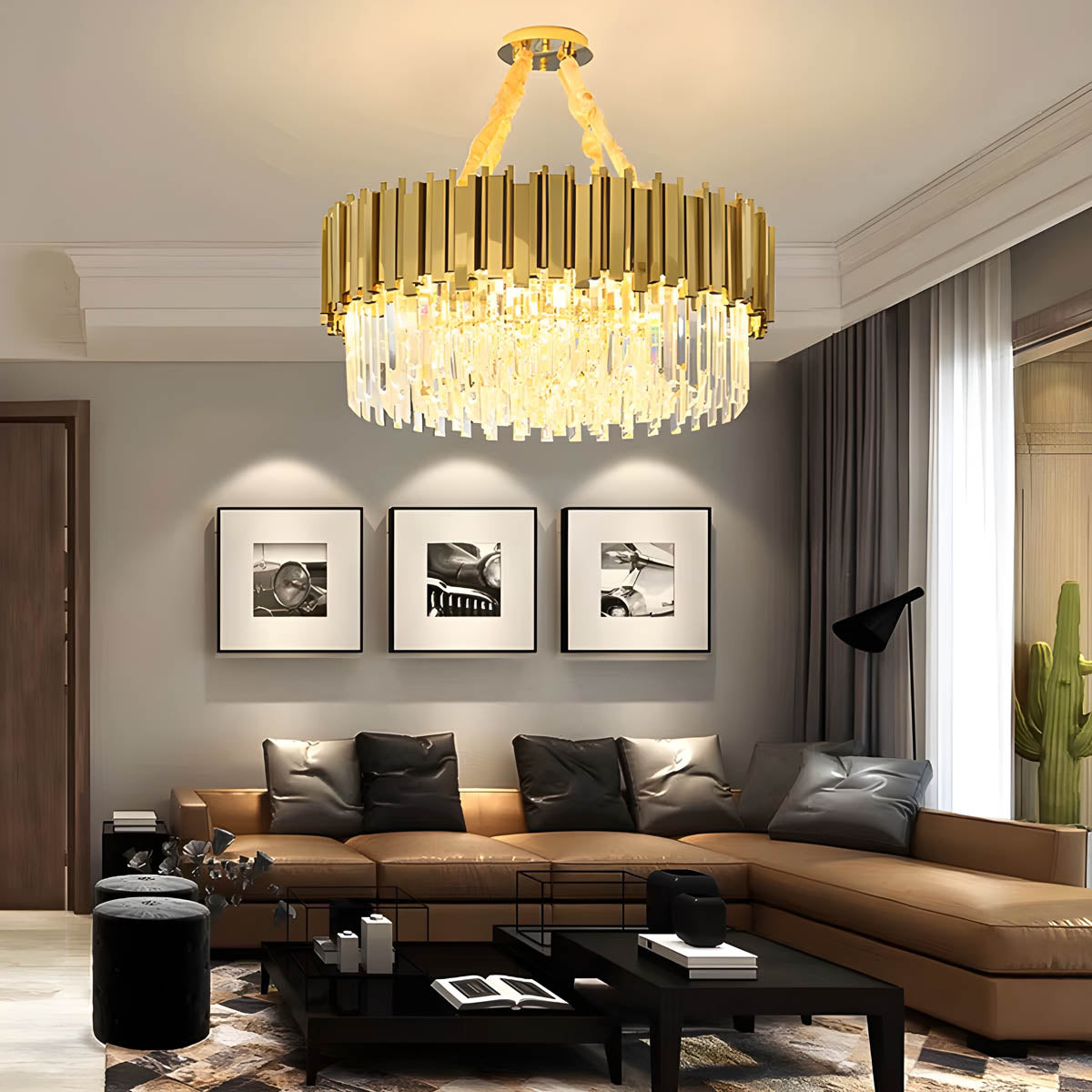 Stainless Steel & Crystal Chandelier E14 40-120 cm
