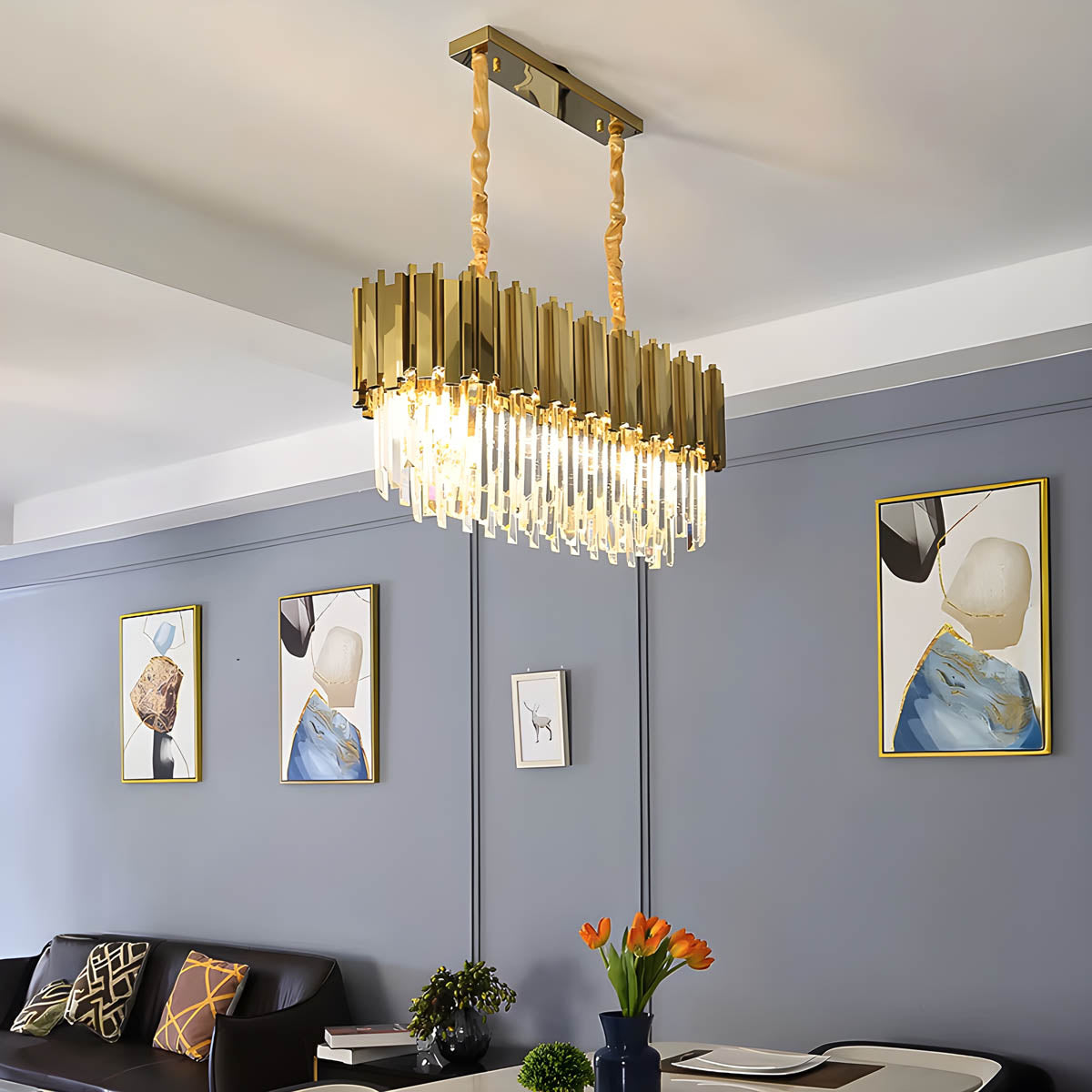 Stainless Steel & Crystal Chandelier E14 40-120 cm