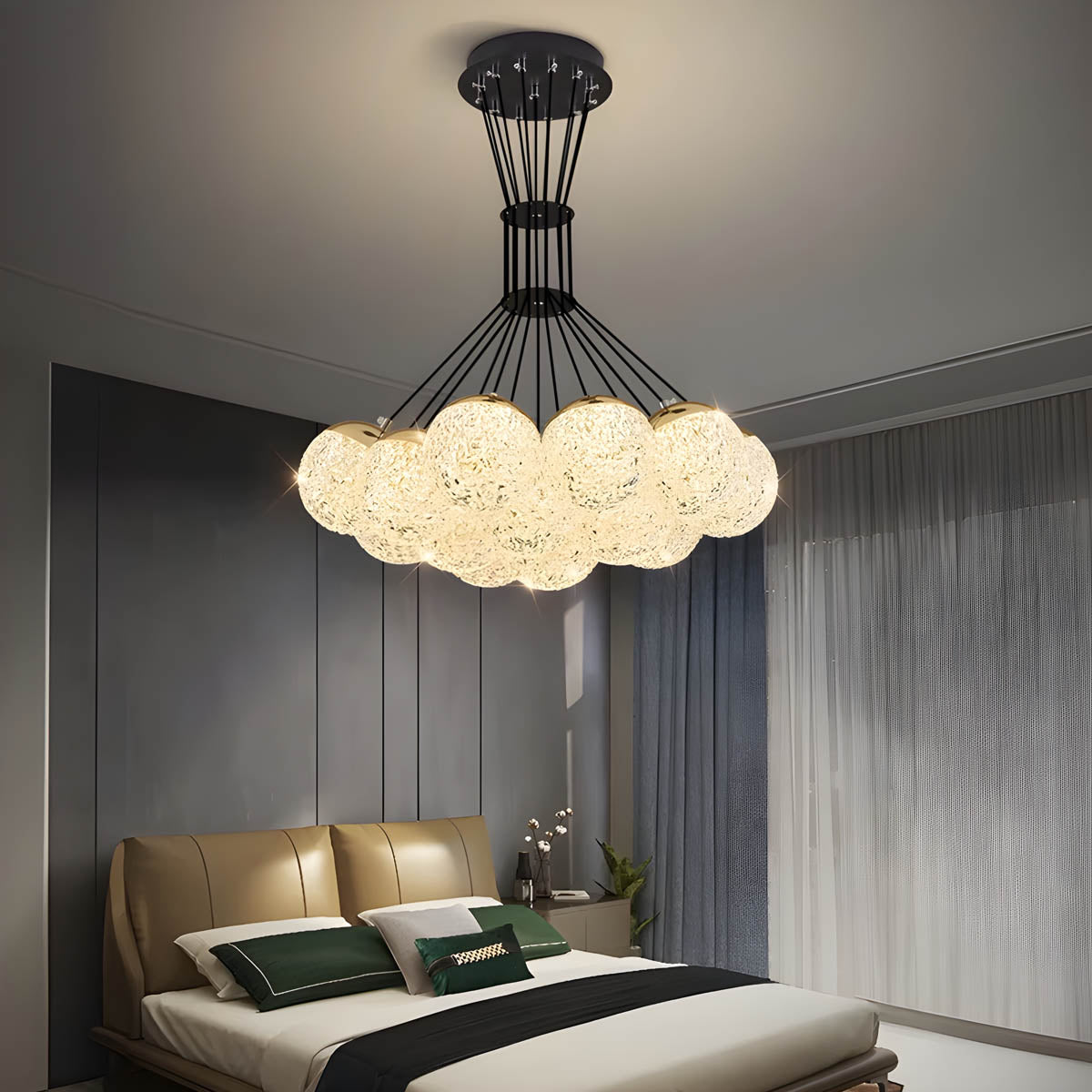 Acrylic & Steel Globe Chandelier LED 35-48 cm Modern Statement
