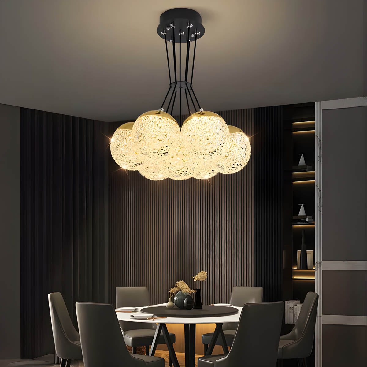 Acrylic & Steel Globe Chandelier LED 35-48 cm Modern Statement