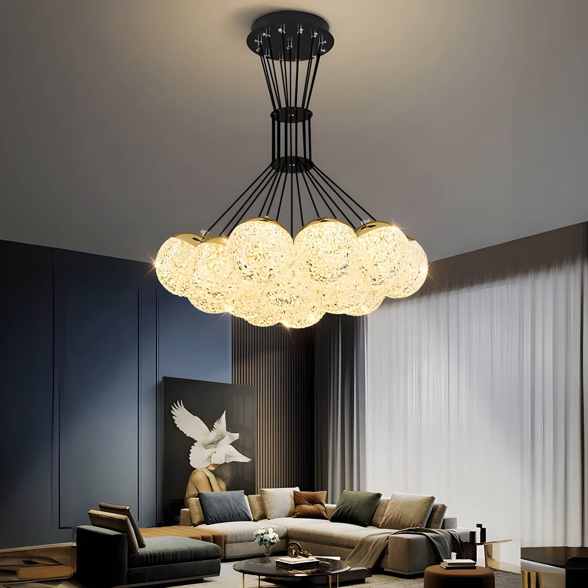Acrylic & Steel Globe Chandelier LED 35-48 cm Modern Statement
