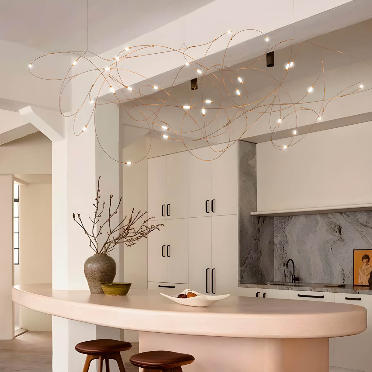 Stainless Steel Filament Wire Chandelier 80 cm