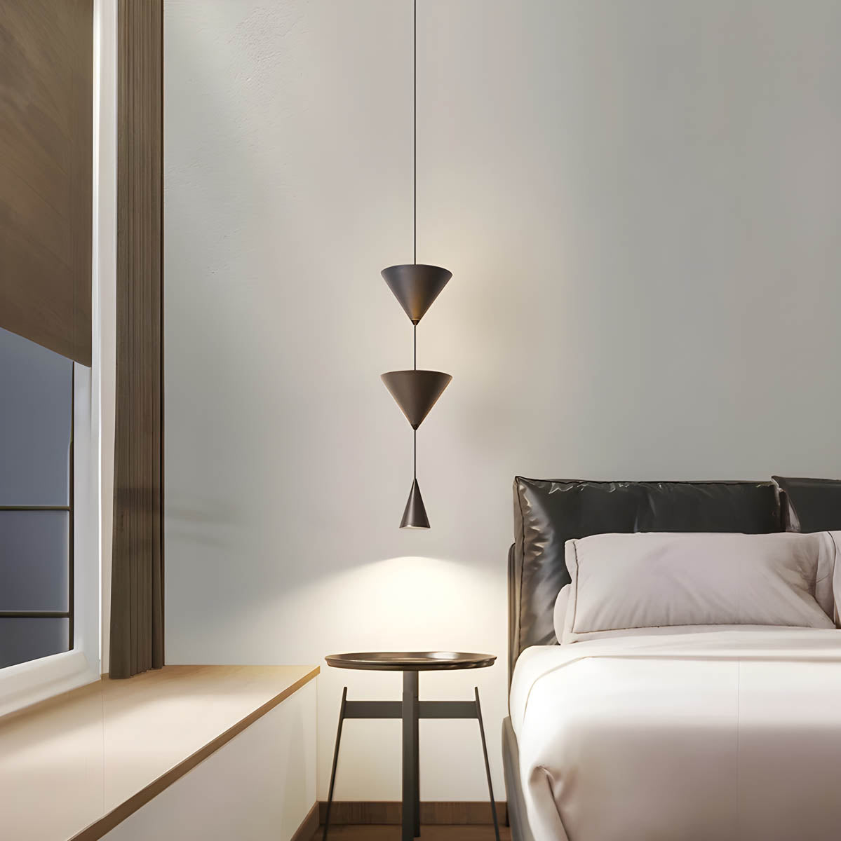 Triple-cone iron pendant light LED, adjustable cord