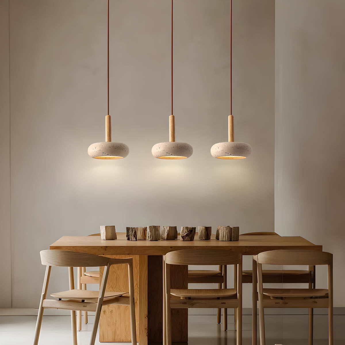 Natural yellow travertine pendant light LED stone plate