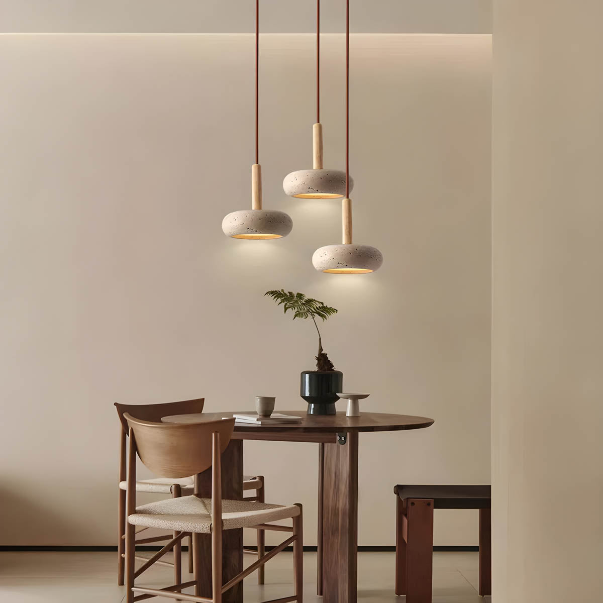 Natural yellow travertine pendant light LED stone plate