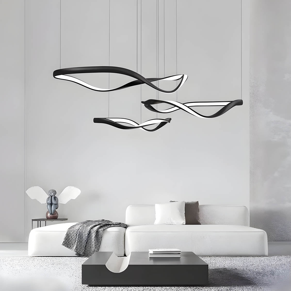 Ribbon-Style Semi-Flush Pendant Light 40-100 cm