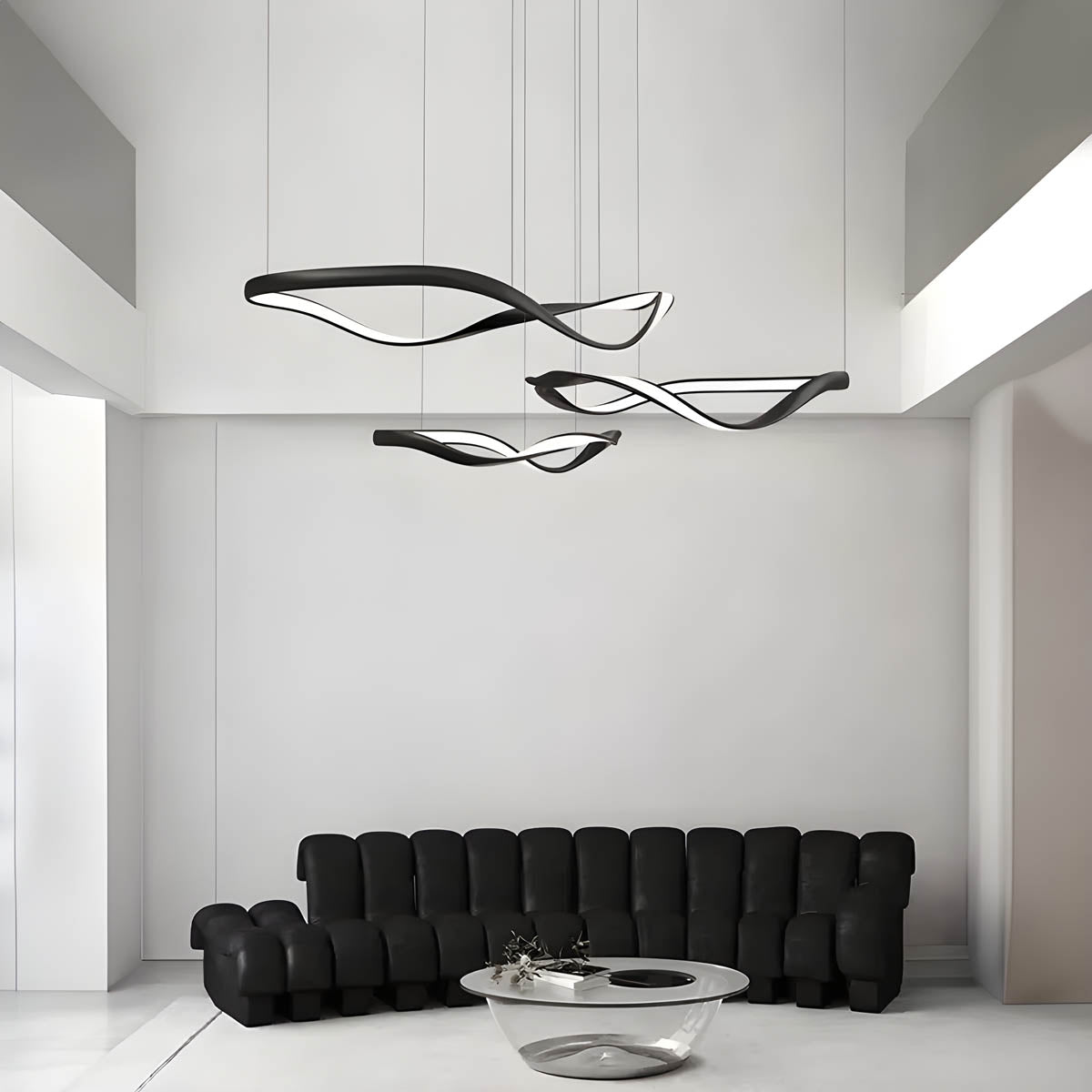Ribbon-Style Semi-Flush Pendant Light 40-100 cm
