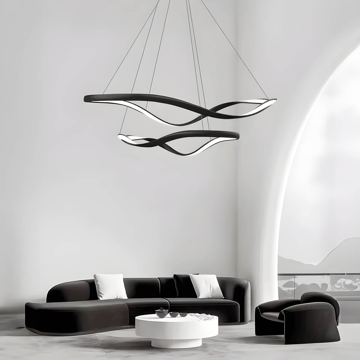 Ribbon-Style Semi-Flush Pendant Light 40-100 cm