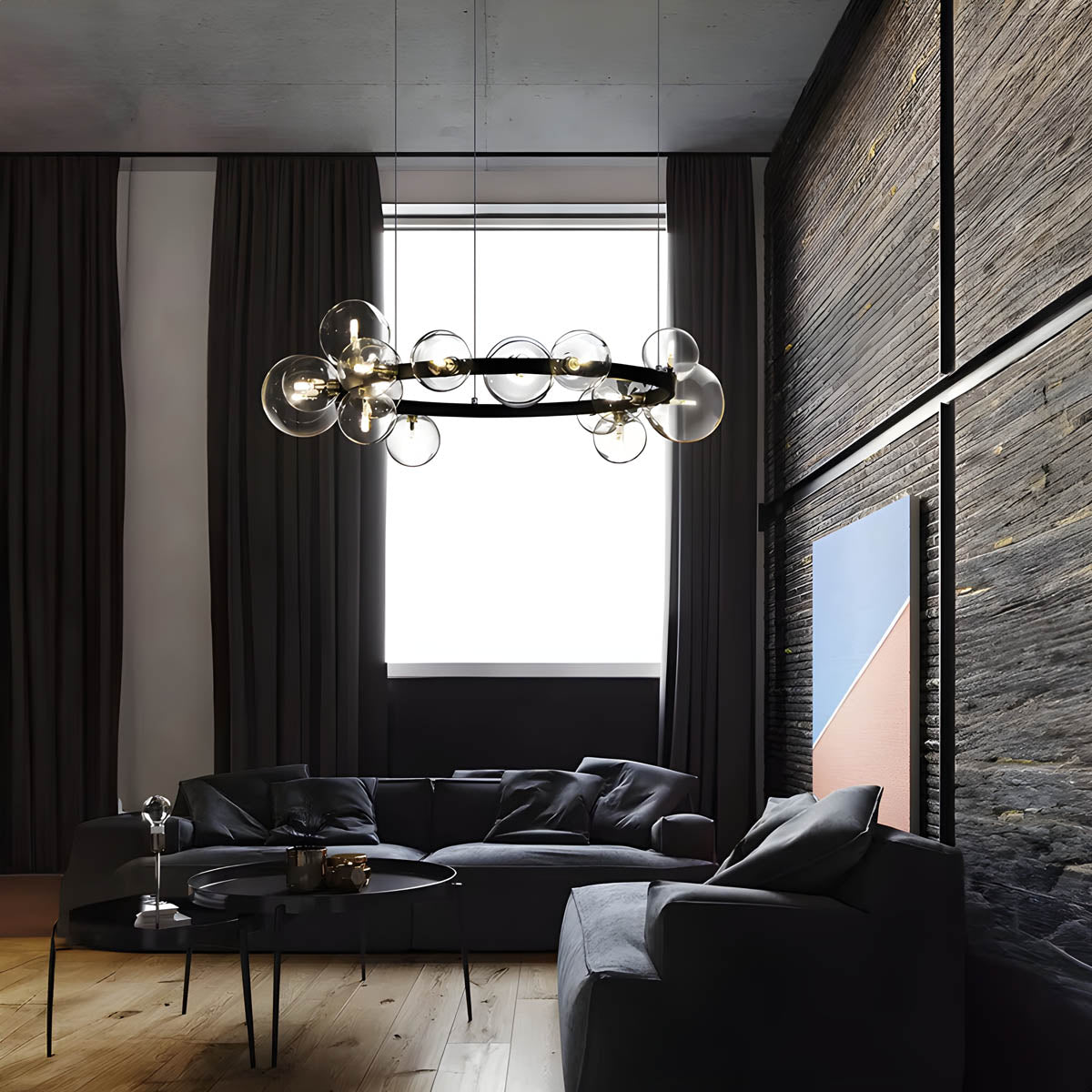 Glass Ball Semi-Flush Chandelier 85-120 cm