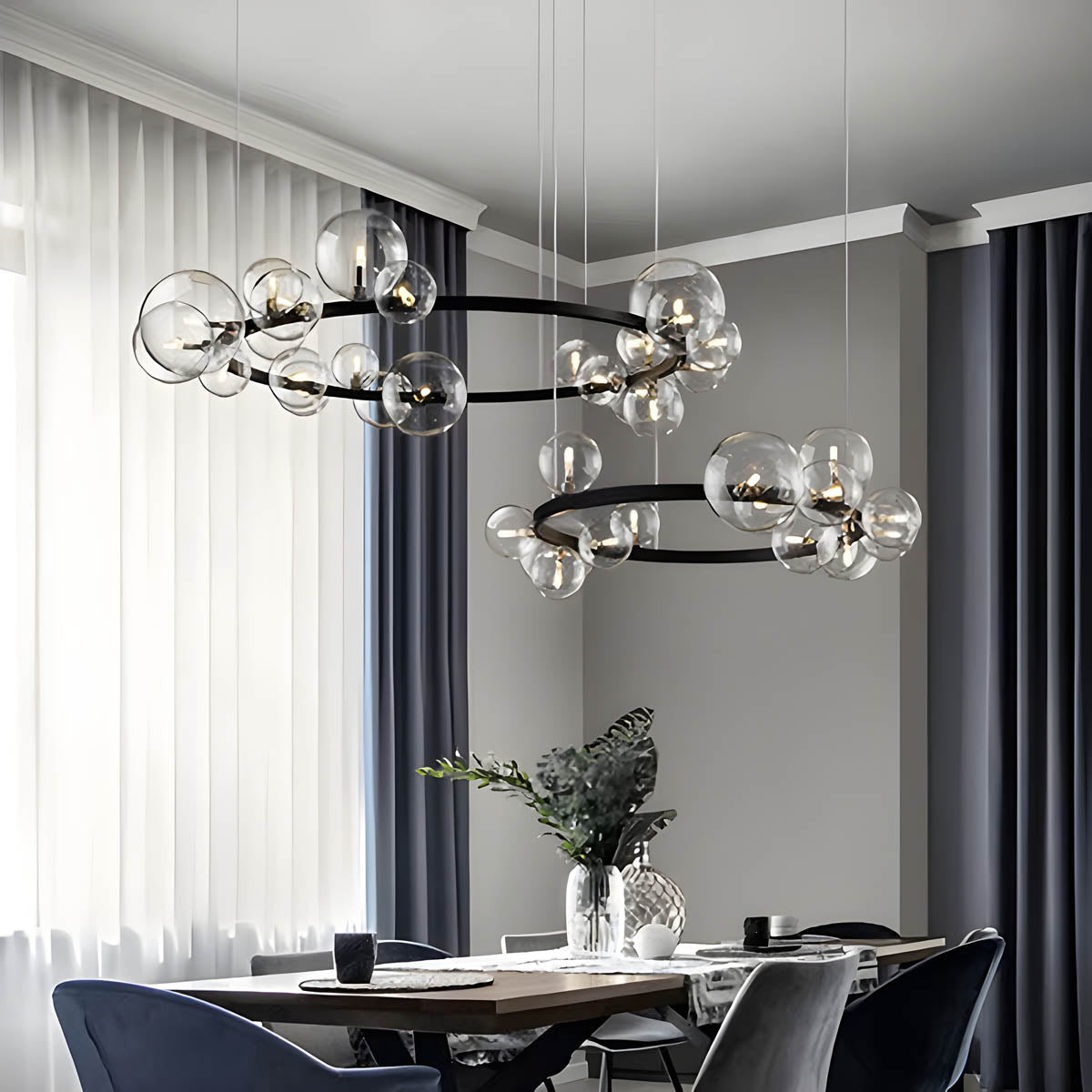 Glass Ball Semi-Flush Chandelier 85-120 cm