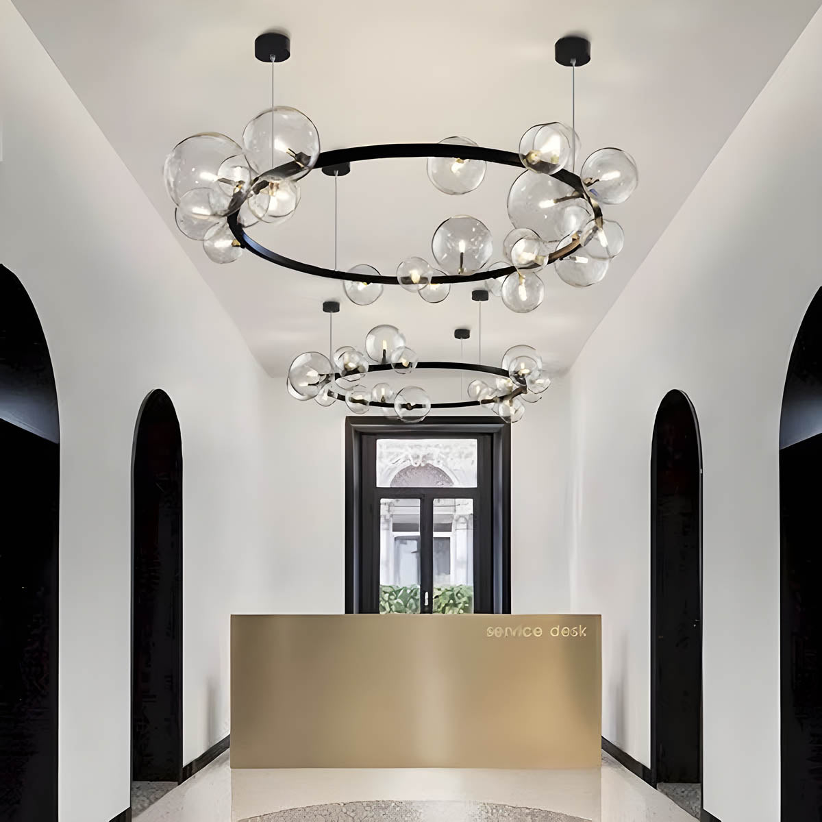 Glass Ball Semi-Flush Chandelier 85-120 cm