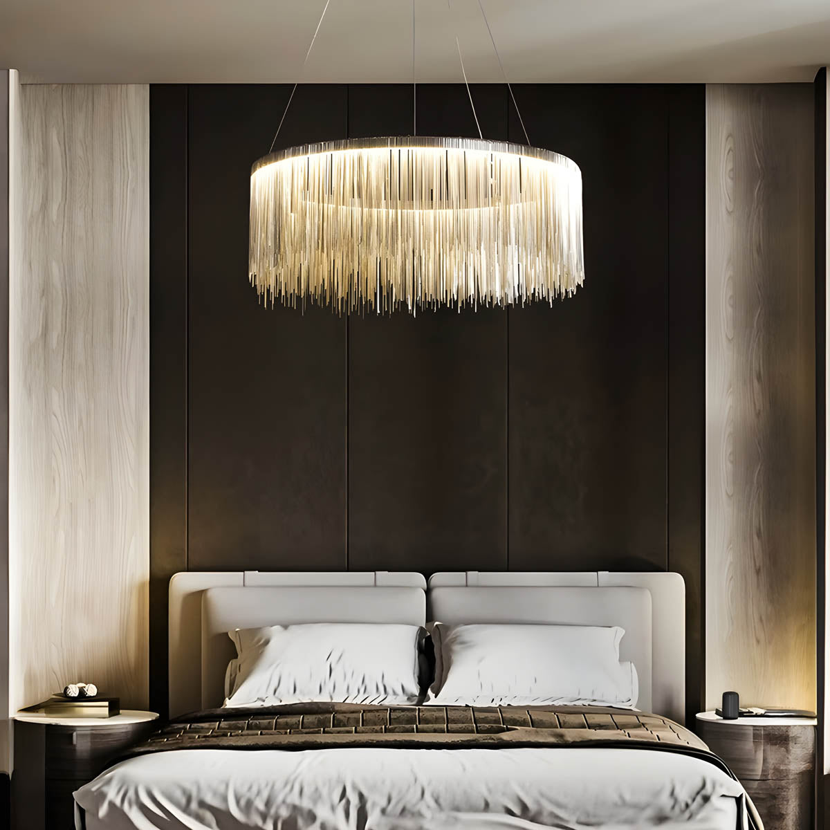 Aluminum & Iron Fringe Chandelier LED 50-150 cm