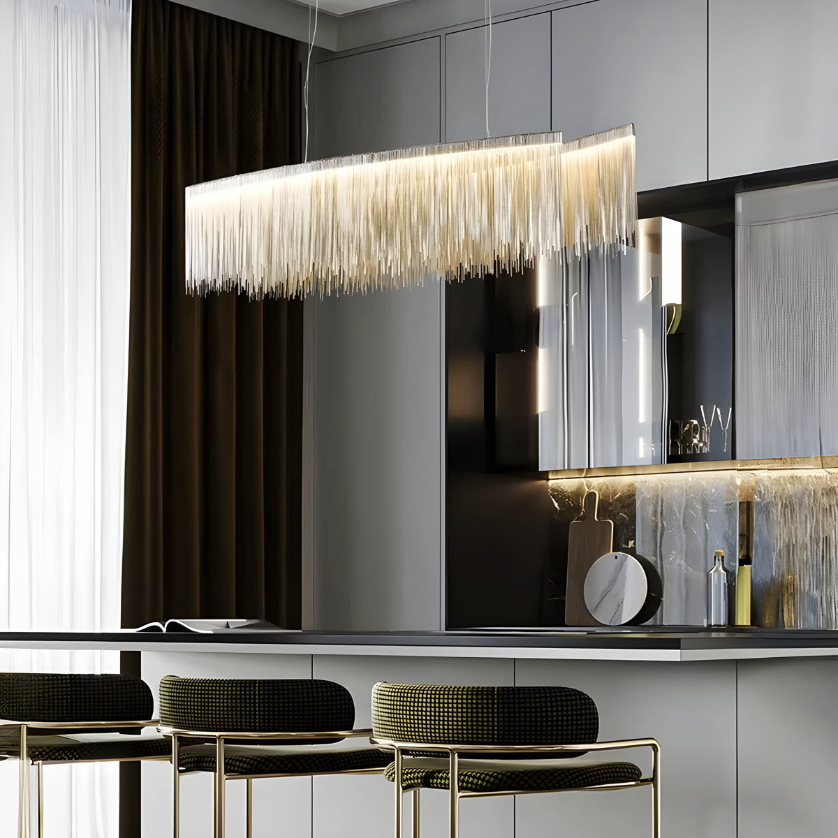 Aluminum & Iron Fringe Chandelier LED 50-150 cm