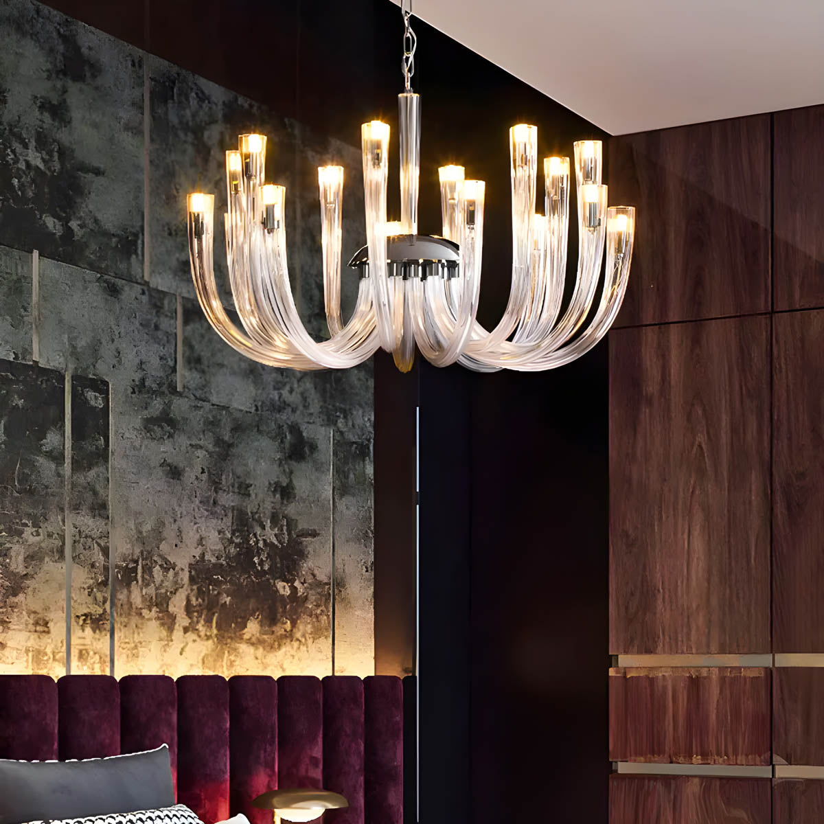 Glass & Metal Chandelier 12-Head 60 cm LED G9
