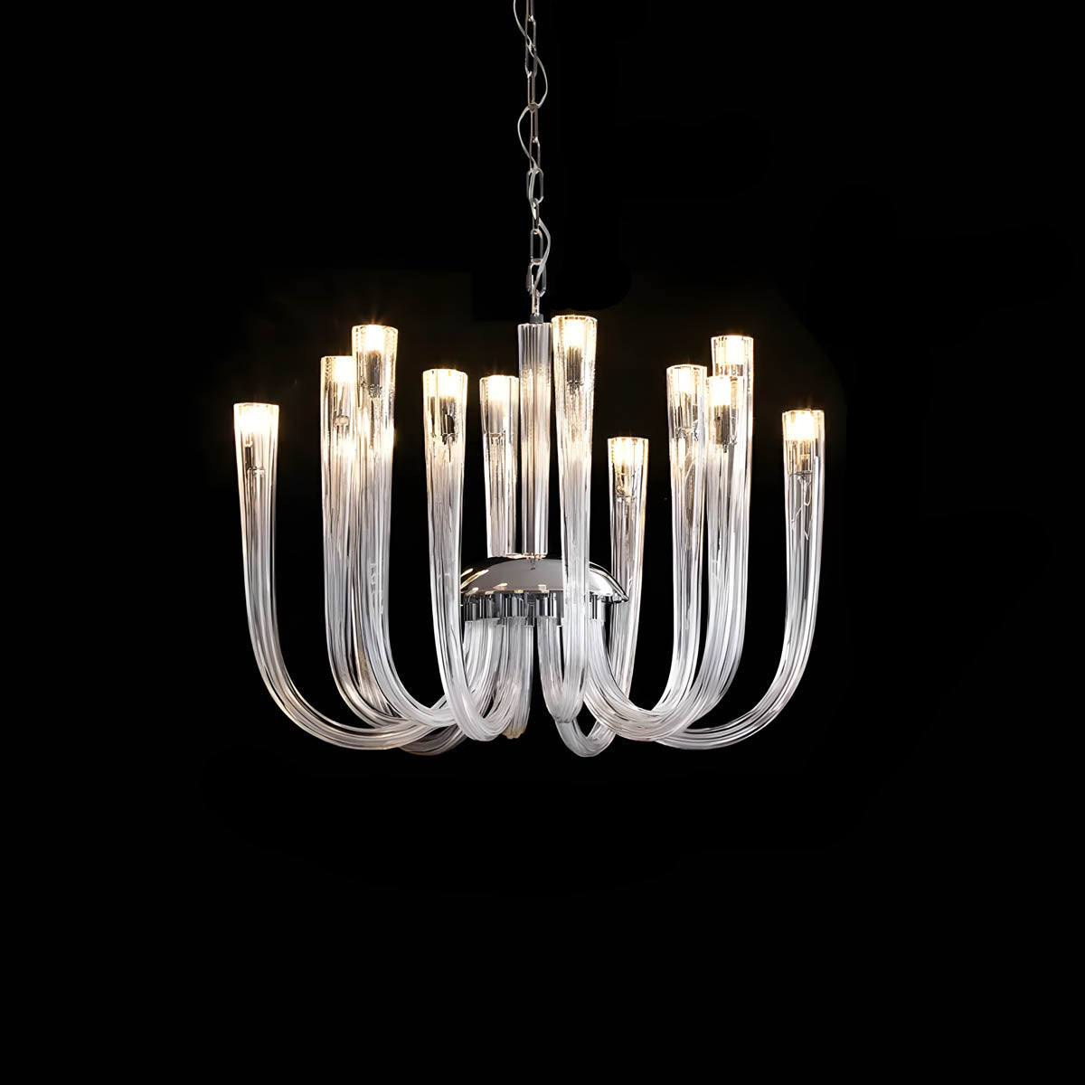 Glass & Metal Chandelier 12-Head 60 cm LED G9