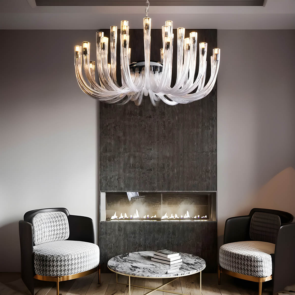Glass & Metal Chandelier 12-Head 60 cm LED G9