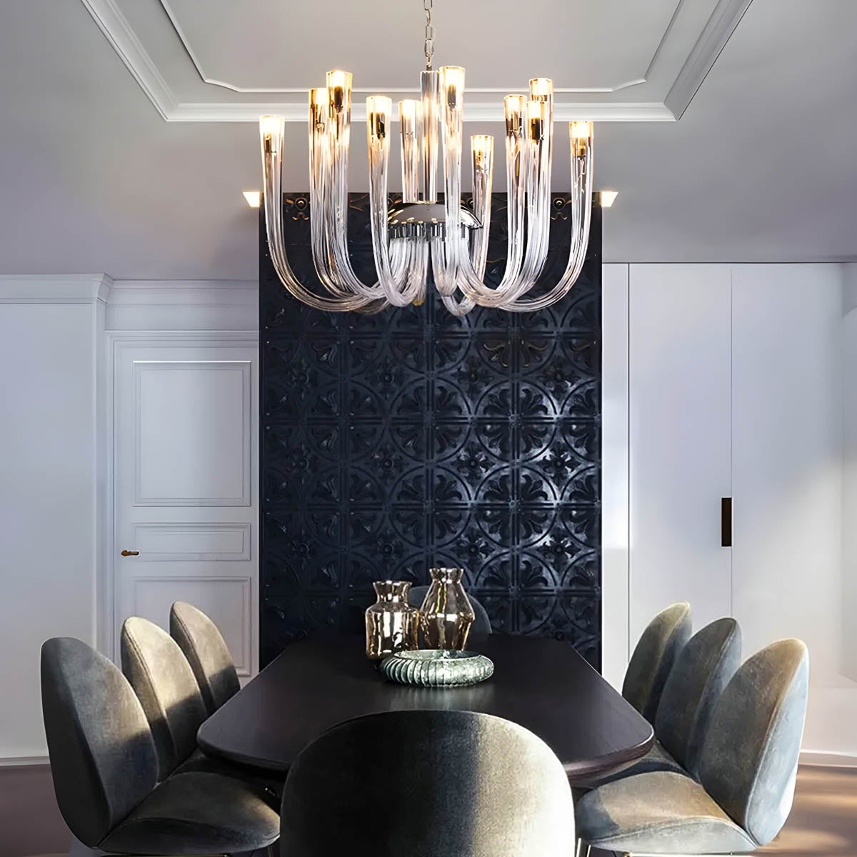 Glass & Metal Chandelier 12-Head 60 cm LED G9