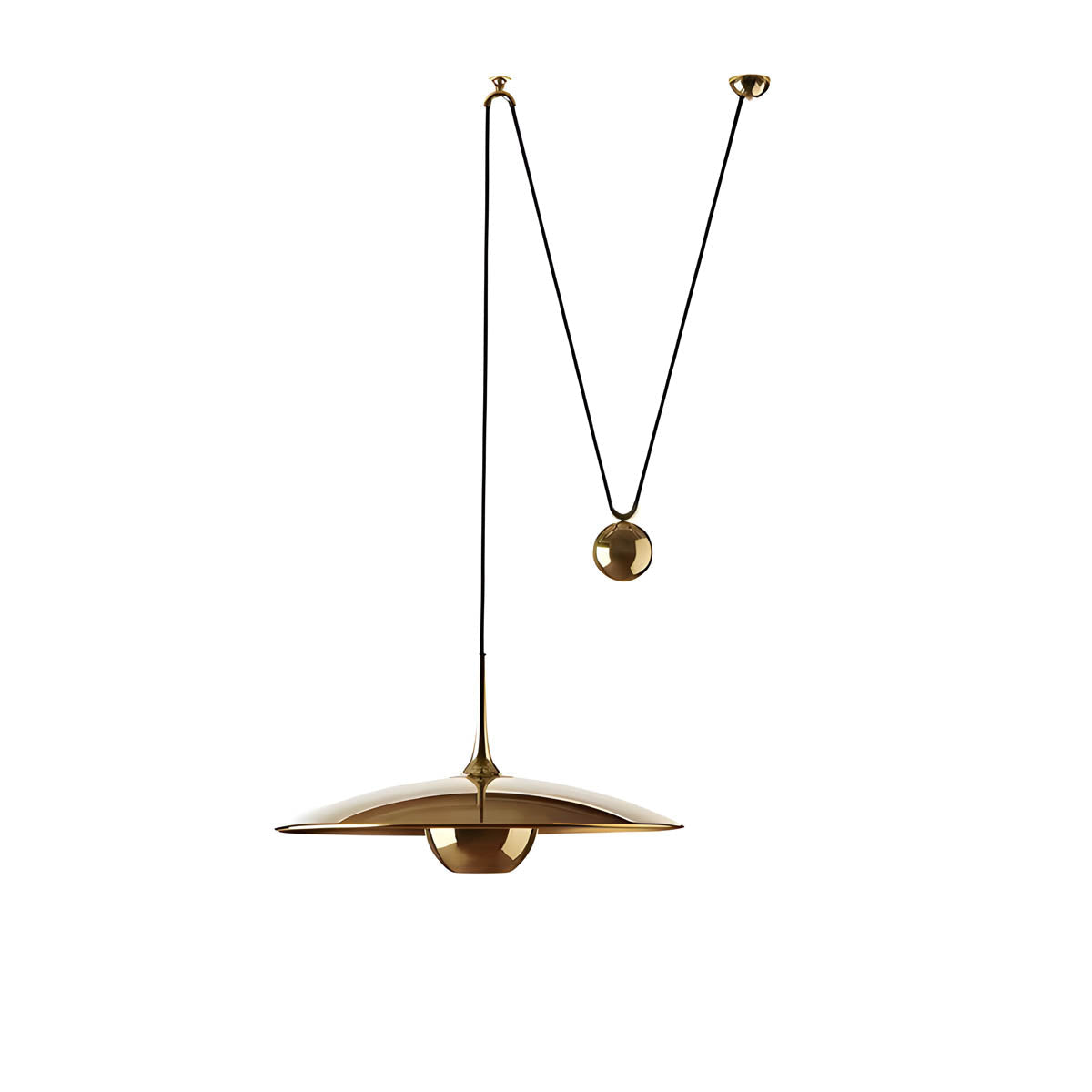 Metal cymbal-inspired pendant light E27, 1 or 2 heads, 30/50 cm