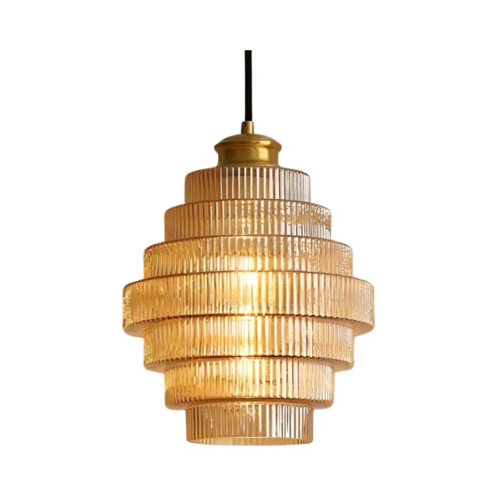 Retro glass pendant light brass finish