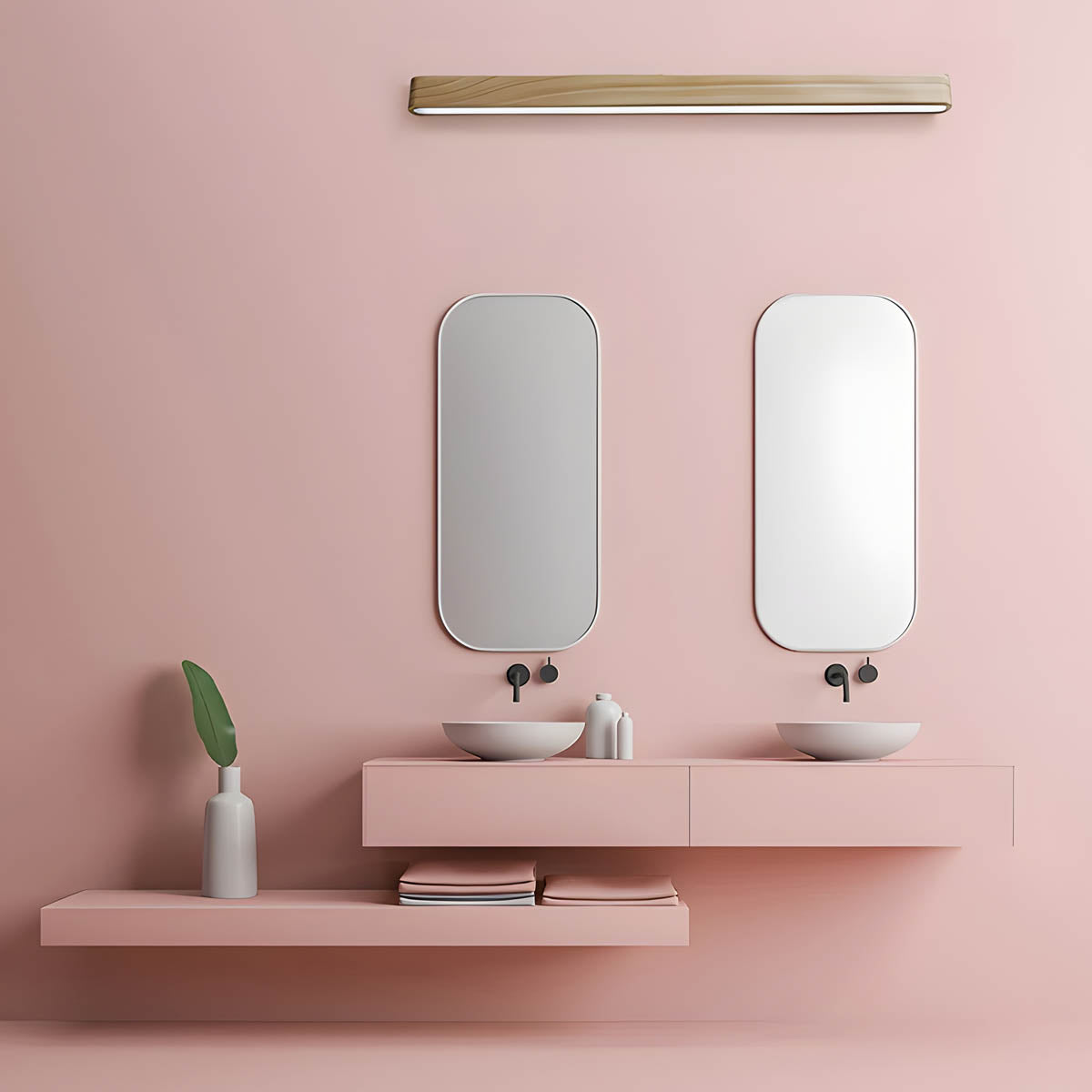 Wood & aluminium wall-mounted LED light