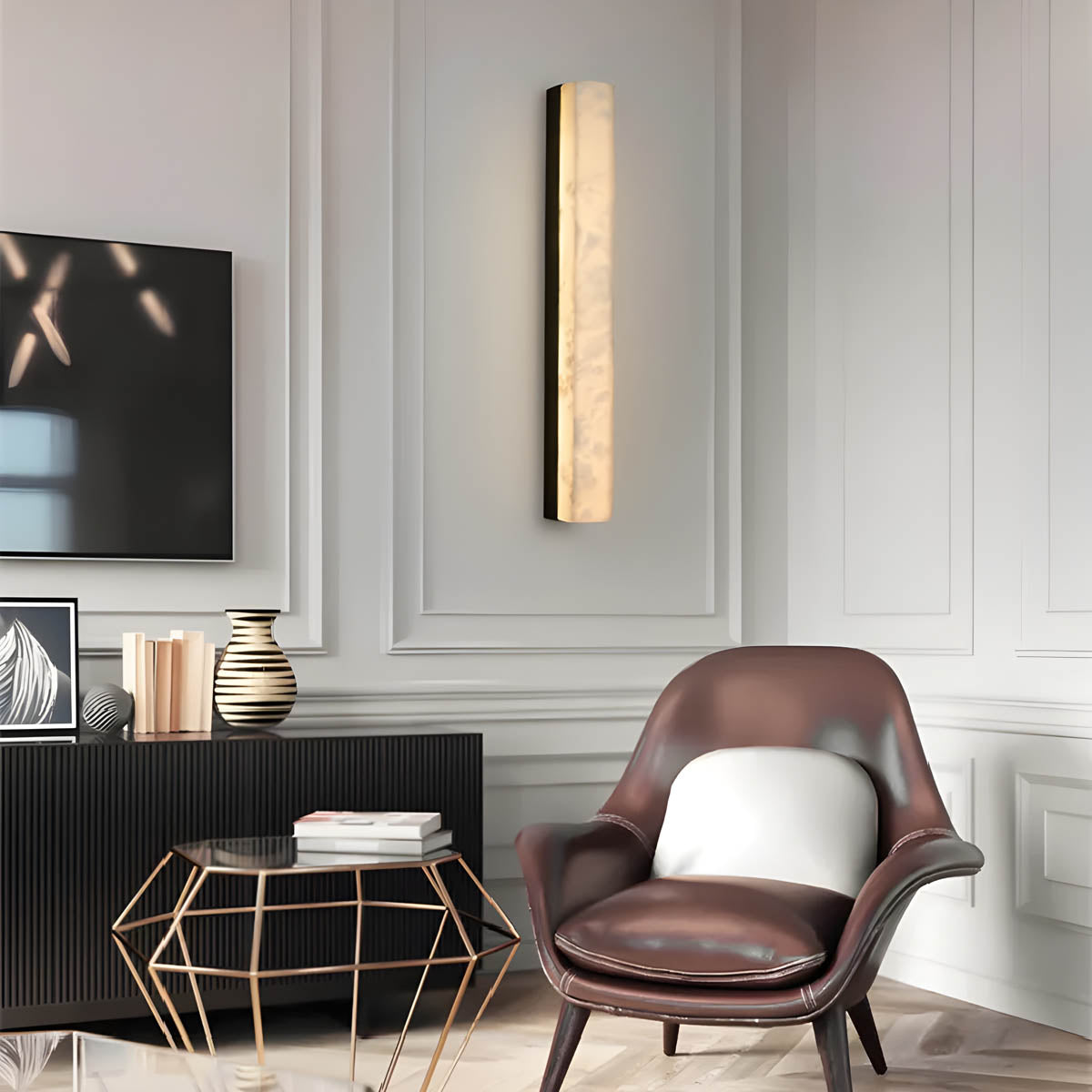 Vanya Marble & Copper LED Strip Wall Light