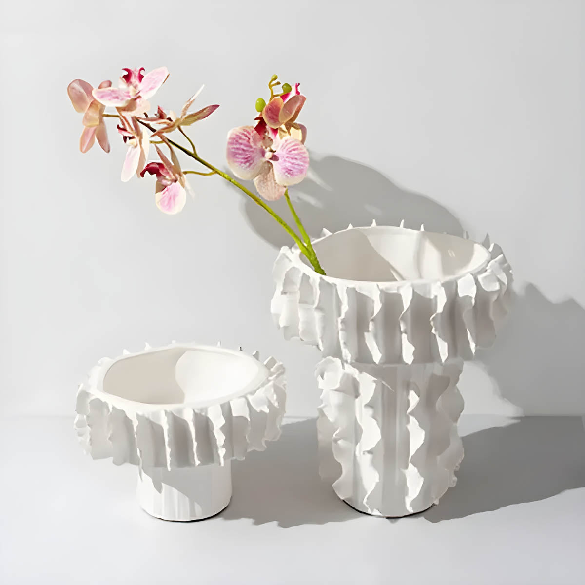 Ceramic Decorative Vase with Sculptural Pleated Design