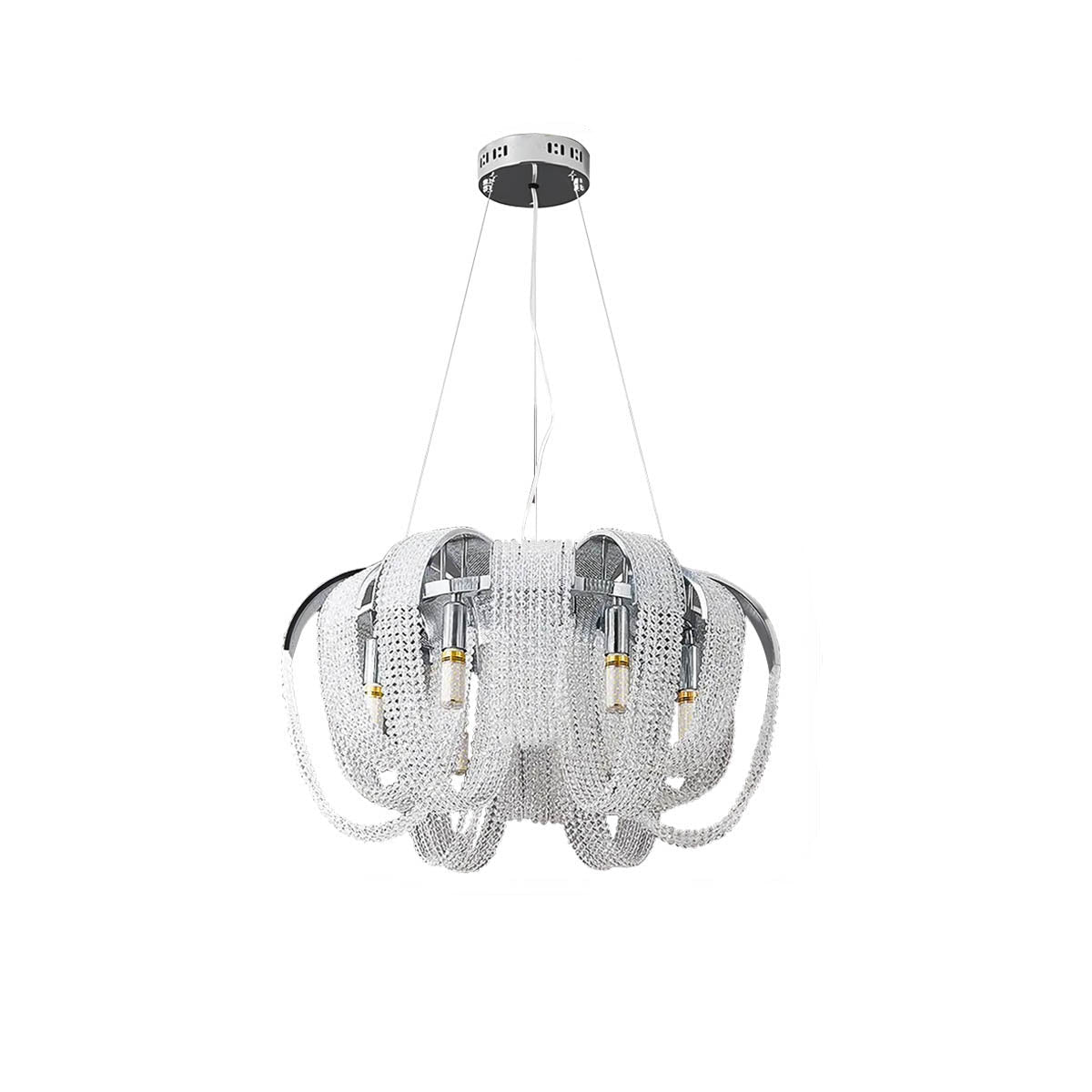 Metal & Crystal Bead Chandelier E14 26-85 cm Elegant Statement