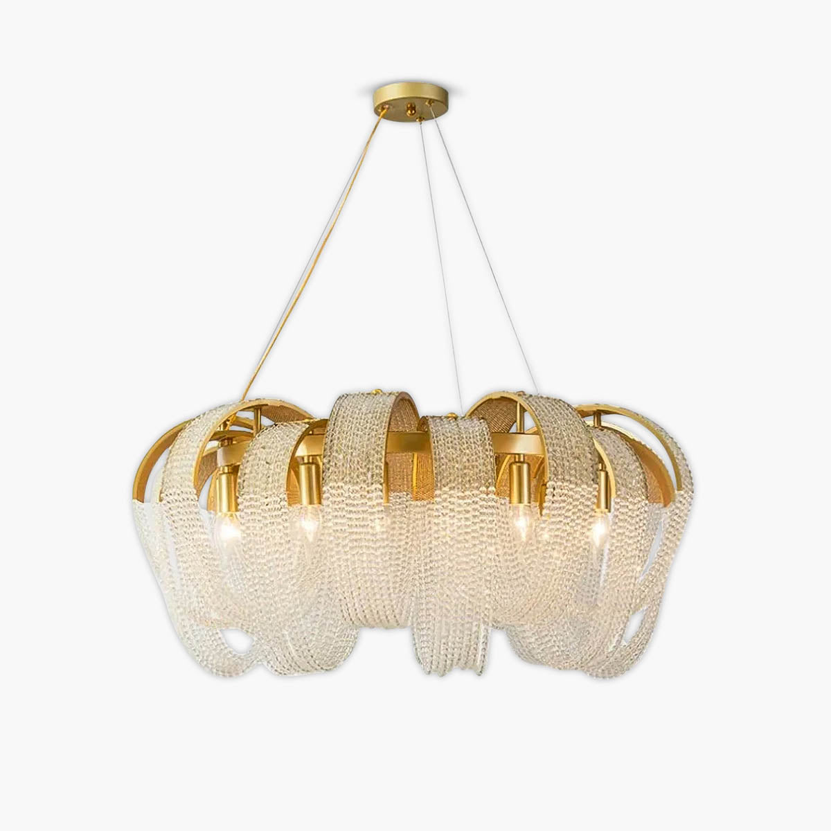 Metal & Crystal Bead Chandelier E14 26-85 cm Elegant Statement