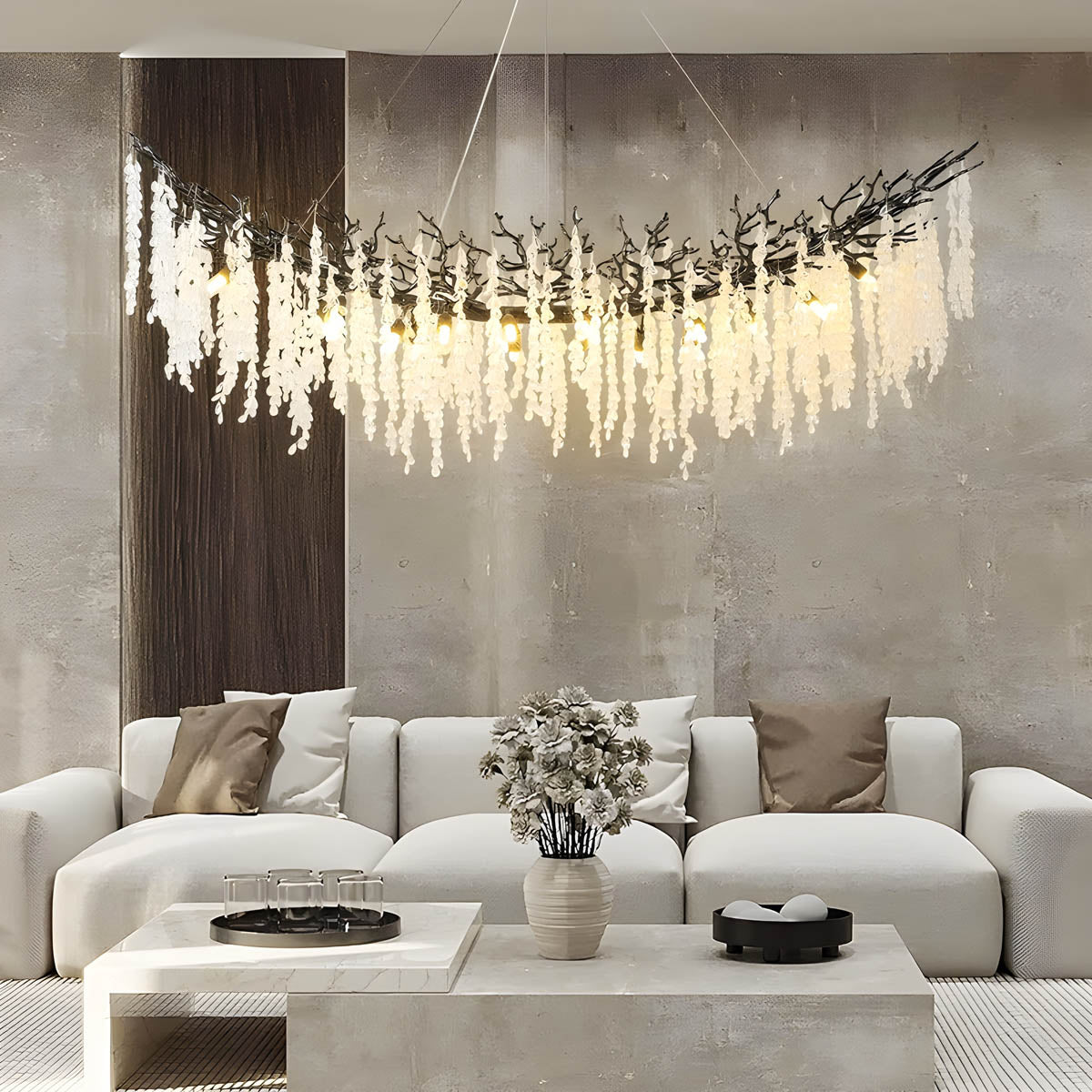 Chandelier with crystal & aluminium branches