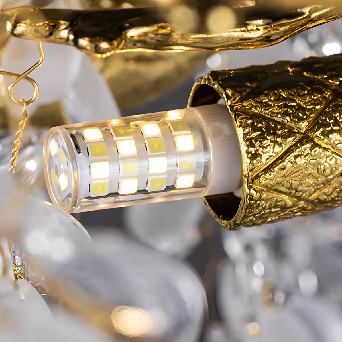 Chandelier with crystal & aluminium branches