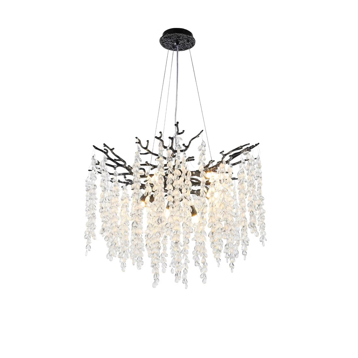 Chandelier with crystal & aluminium branches